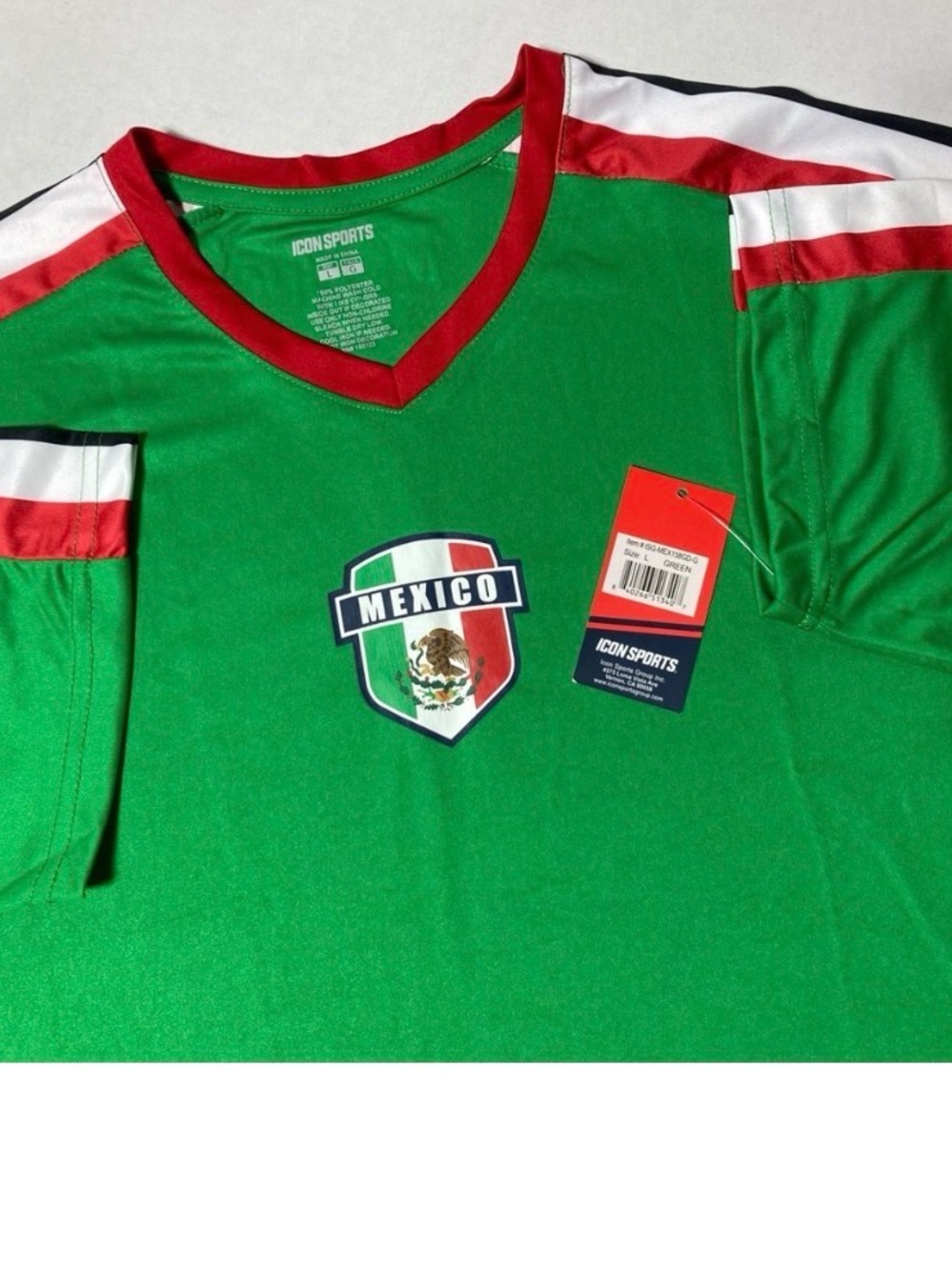 Icon Sports Size Large Mexico Futbol Green Soccer Jersey Brand New